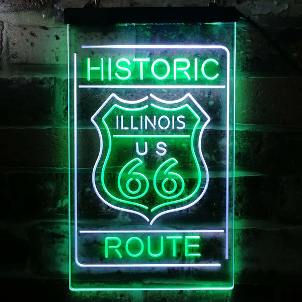 ADVPRO Illinois Historic Route US 66  Dual Color LED Neon Sign st6-i3764 - White & Green