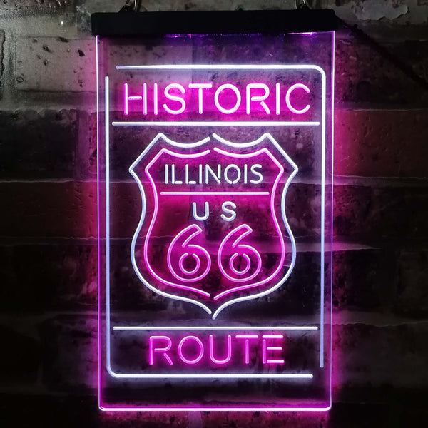 ADVPRO Illinois Historic Route US 66  Dual Color LED Neon Sign st6-i3764 - White & Purple