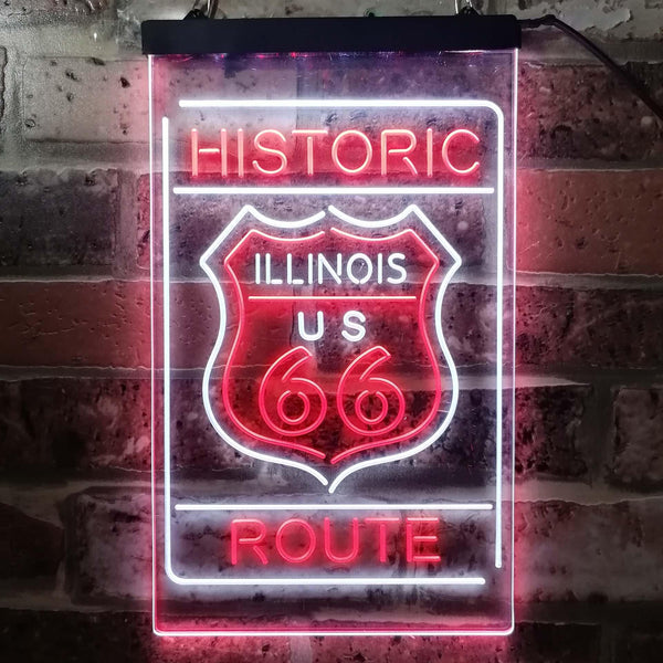 ADVPRO Illinois Historic Route US 66  Dual Color LED Neon Sign st6-i3764 - White & Red