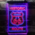 ADVPRO Kansas Historic Route US 66  Dual Color LED Neon Sign st6-i3765 - Blue & Red