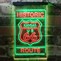 ADVPRO Kansas Historic Route US 66  Dual Color LED Neon Sign st6-i3765 - Green & Red