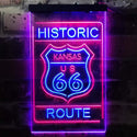 ADVPRO Kansas Historic Route US 66  Dual Color LED Neon Sign st6-i3765 - Red & Blue