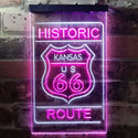 ADVPRO Kansas Historic Route US 66  Dual Color LED Neon Sign st6-i3765 - White & Purple