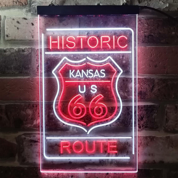 ADVPRO Kansas Historic Route US 66  Dual Color LED Neon Sign st6-i3765 - White & Red