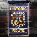 ADVPRO Kansas Historic Route US 66  Dual Color LED Neon Sign st6-i3765 - White & Yellow