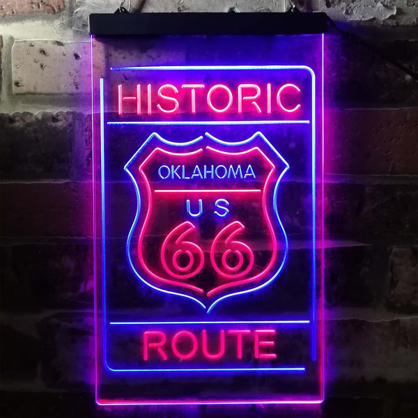 ADVPRO Oklahoma Historic Route US 66  Dual Color LED Neon Sign st6-i3766 - Blue & Red
