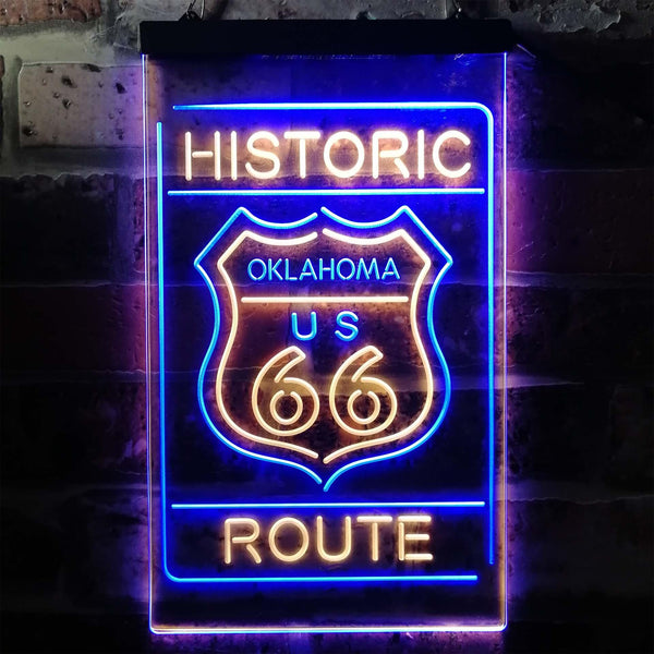 ADVPRO Oklahoma Historic Route US 66  Dual Color LED Neon Sign st6-i3766 - Blue & Yellow