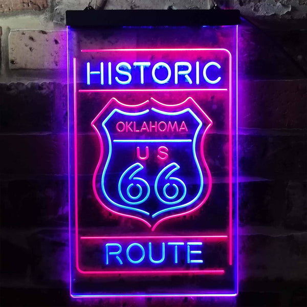 ADVPRO Oklahoma Historic Route US 66  Dual Color LED Neon Sign st6-i3766 - Red & Blue
