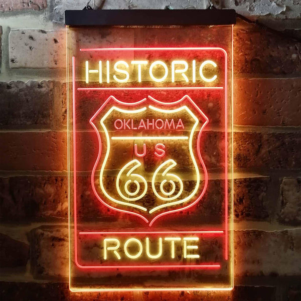 ADVPRO Oklahoma Historic Route US 66  Dual Color LED Neon Sign st6-i3766 - Red & Yellow