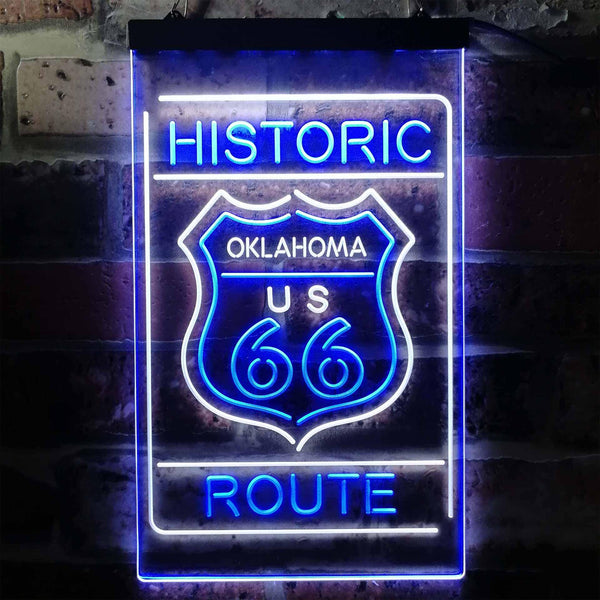 ADVPRO Oklahoma Historic Route US 66  Dual Color LED Neon Sign st6-i3766 - White & Blue