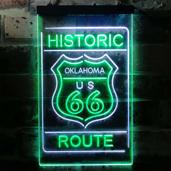 ADVPRO Oklahoma Historic Route US 66  Dual Color LED Neon Sign st6-i3766 - White & Green