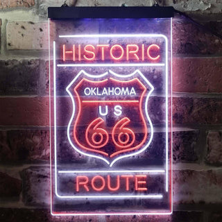 ADVPRO Oklahoma Historic Route US 66  Dual Color LED Neon Sign st6-i3766 - White & Orange