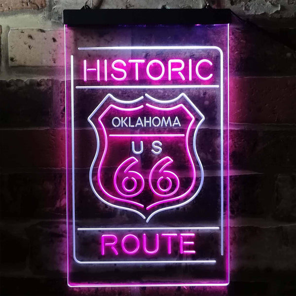 ADVPRO Oklahoma Historic Route US 66  Dual Color LED Neon Sign st6-i3766 - White & Purple