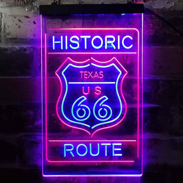 ADVPRO Texas Historic Route US 66  Dual Color LED Neon Sign st6-i3767 - Blue & Red