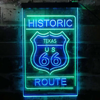 ADVPRO Texas Historic Route US 66  Dual Color LED Neon Sign st6-i3767 - Green & Blue