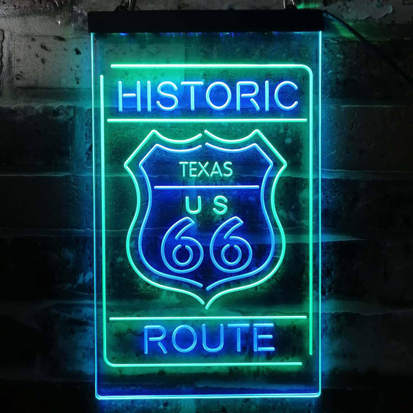 ADVPRO Texas Historic Route US 66  Dual Color LED Neon Sign st6-i3767 - Green & Blue
