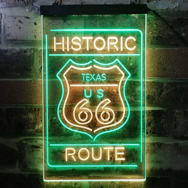 ADVPRO Texas Historic Route US 66  Dual Color LED Neon Sign st6-i3767 - Green & Yellow