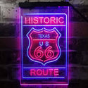 ADVPRO Texas Historic Route US 66  Dual Color LED Neon Sign st6-i3767 - Red & Blue