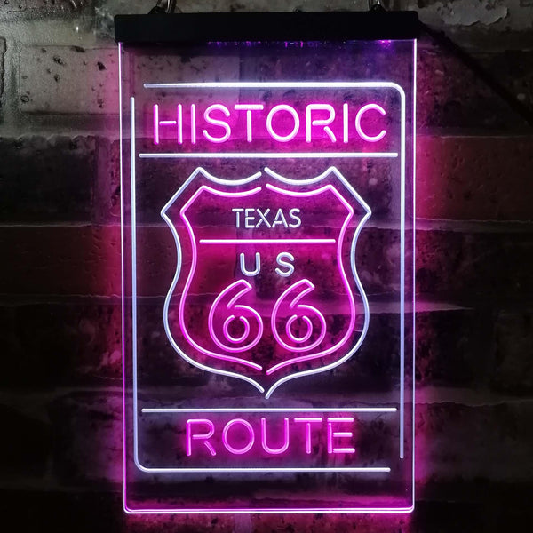 ADVPRO Texas Historic Route US 66  Dual Color LED Neon Sign st6-i3767 - White & Purple