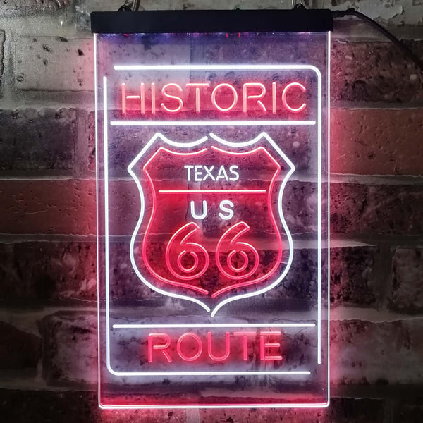 ADVPRO Texas Historic Route US 66  Dual Color LED Neon Sign st6-i3767 - White & Red