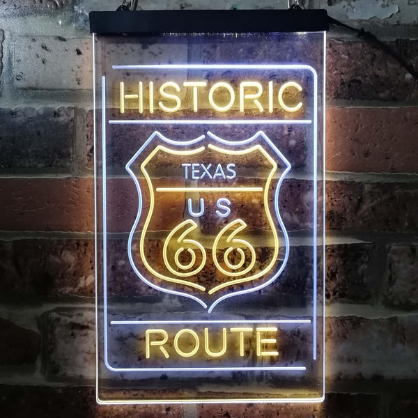 ADVPRO Texas Historic Route US 66  Dual Color LED Neon Sign st6-i3767 - White & Yellow