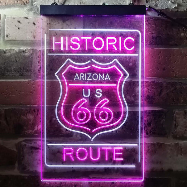 ADVPRO Arizona Historic Route US 66  Dual Color LED Neon Sign st6-i3768 - White & Purple