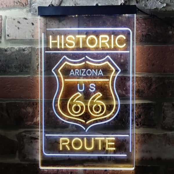 ADVPRO Arizona Historic Route US 66  Dual Color LED Neon Sign st6-i3768 - White & Yellow