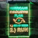 ADVPRO Hurricane Evacuation Plan 1 Grab Beer 2 Run Humor  Dual Color LED Neon Sign st6-i3769 - Green & Yellow