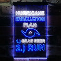 ADVPRO Hurricane Evacuation Plan 1 Grab Beer 2 Run Humor  Dual Color LED Neon Sign st6-i3769 - White & Blue