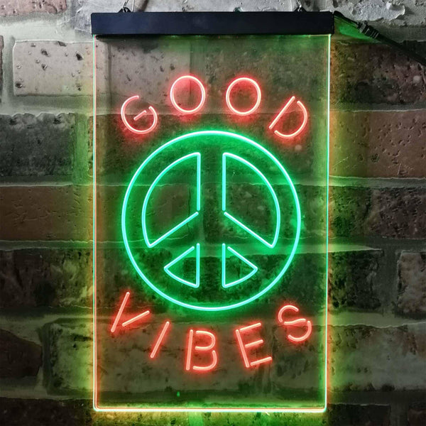 ADVPRO Good Vibes Peace Bedroom Decoration  Dual Color LED Neon Sign st6-i3773 - Green & Red