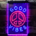 ADVPRO Good Vibes Peace Bedroom Decoration  Dual Color LED Neon Sign st6-i3773 - Red & Blue