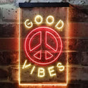 ADVPRO Good Vibes Peace Bedroom Decoration  Dual Color LED Neon Sign st6-i3773 - Red & Yellow