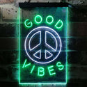 ADVPRO Good Vibes Peace Bedroom Decoration  Dual Color LED Neon Sign st6-i3773 - White & Green