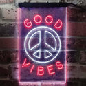 ADVPRO Good Vibes Peace Bedroom Decoration  Dual Color LED Neon Sign st6-i3773 - White & Red