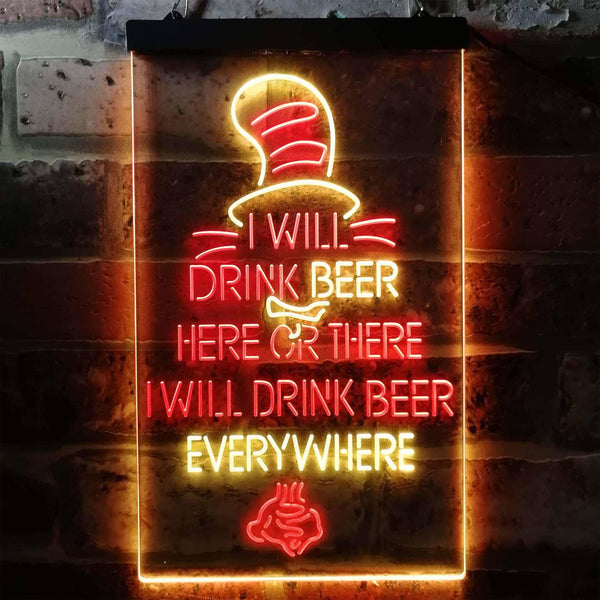 ADVPRO I Will Drink Beer Everywhere Humor Decor  Dual Color LED Neon Sign st6-i3774 - Red & Yellow
