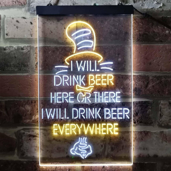 ADVPRO I Will Drink Beer Everywhere Humor Decor  Dual Color LED Neon Sign st6-i3774 - White & Yellow
