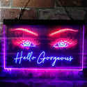 ADVPRO Hello Gorgeous Eyelash Beautiful Eye Room Dual Color LED Neon Sign st6-i3776 - Blue & Red