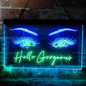 ADVPRO Hello Gorgeous Eyelash Beautiful Eye Room Dual Color LED Neon Sign st6-i3776 - Green & Blue