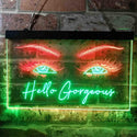 ADVPRO Hello Gorgeous Eyelash Beautiful Eye Room Dual Color LED Neon Sign st6-i3776 - Green & Red