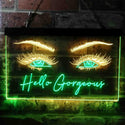 ADVPRO Hello Gorgeous Eyelash Beautiful Eye Room Dual Color LED Neon Sign st6-i3776 - Green & Yellow