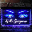 ADVPRO Hello Gorgeous Eyelash Beautiful Eye Room Dual Color LED Neon Sign st6-i3776 - White & Blue