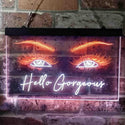 ADVPRO Hello Gorgeous Eyelash Beautiful Eye Room Dual Color LED Neon Sign st6-i3776 - White & Orange