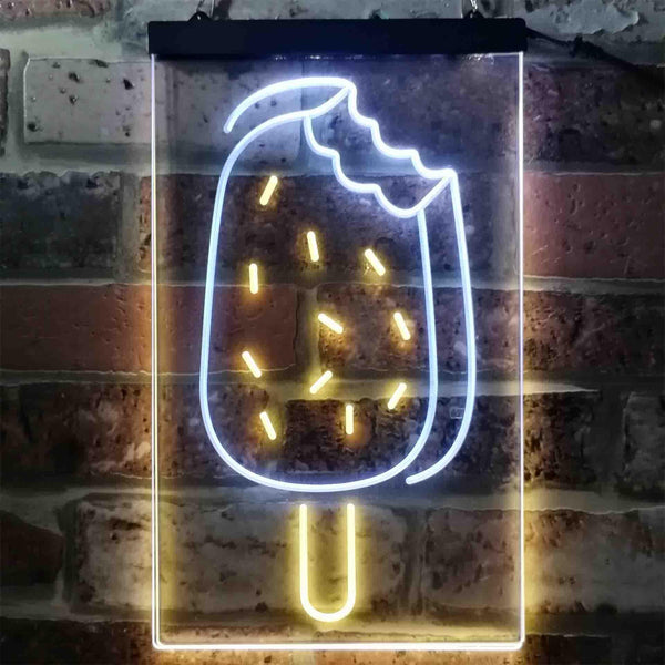 ADVPRO Ice Cream Bar Cafe  Dual Color LED Neon Sign st6-i3777 - White & Yellow