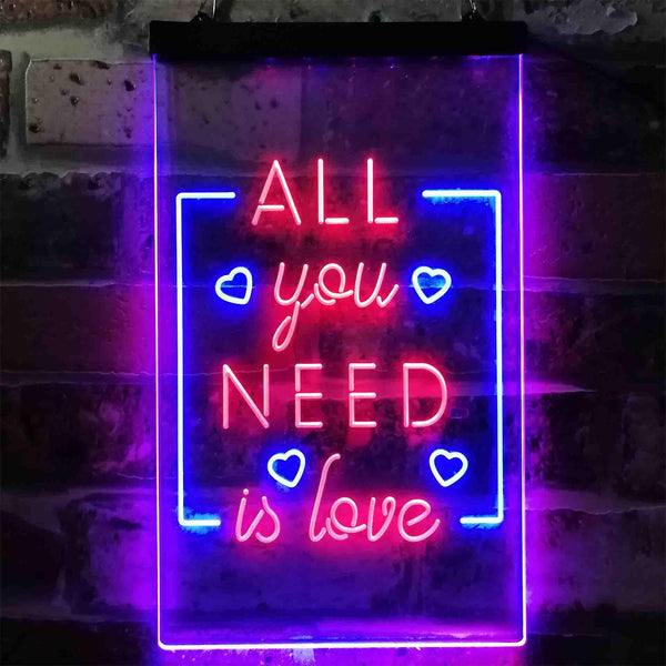 ADVPRO All You Need is Love Bedroom Heart  Dual Color LED Neon Sign st6-i3779 - Red & Blue
