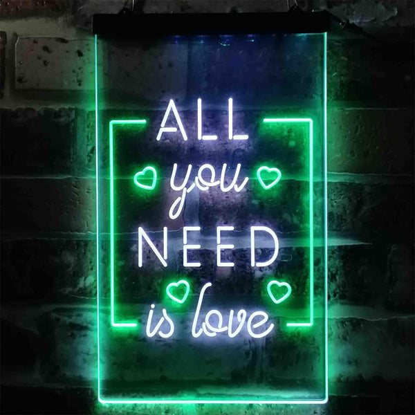 ADVPRO All You Need is Love Bedroom Heart  Dual Color LED Neon Sign st6-i3779 - White & Green