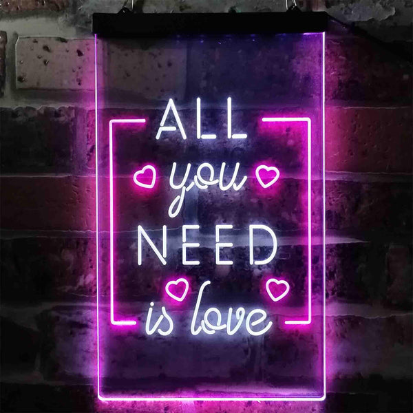 ADVPRO All You Need is Love Bedroom Heart  Dual Color LED Neon Sign st6-i3779 - White & Purple