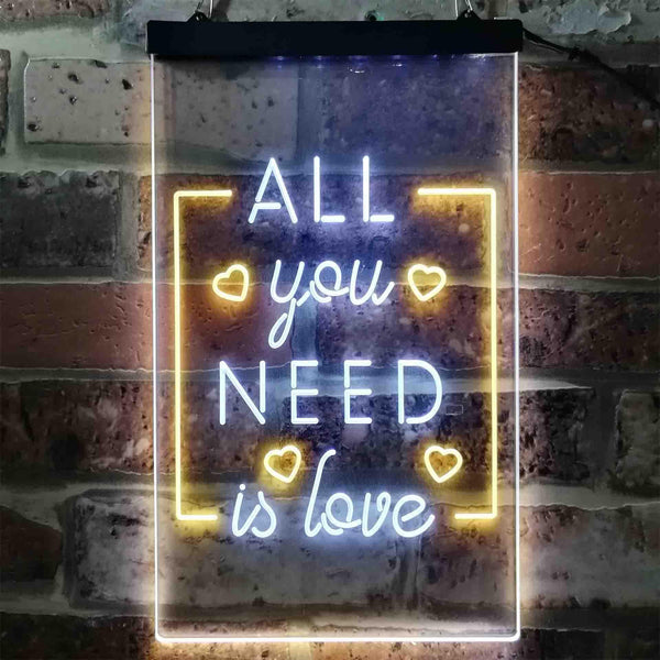 ADVPRO All You Need is Love Bedroom Heart  Dual Color LED Neon Sign st6-i3779 - White & Yellow