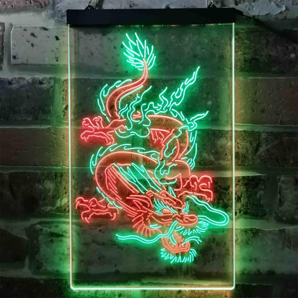 ADVPRO Chinese Dragon Man Cave Garage Tattoo  Dual Color LED Neon Sign st6-i3780 - Green & Red