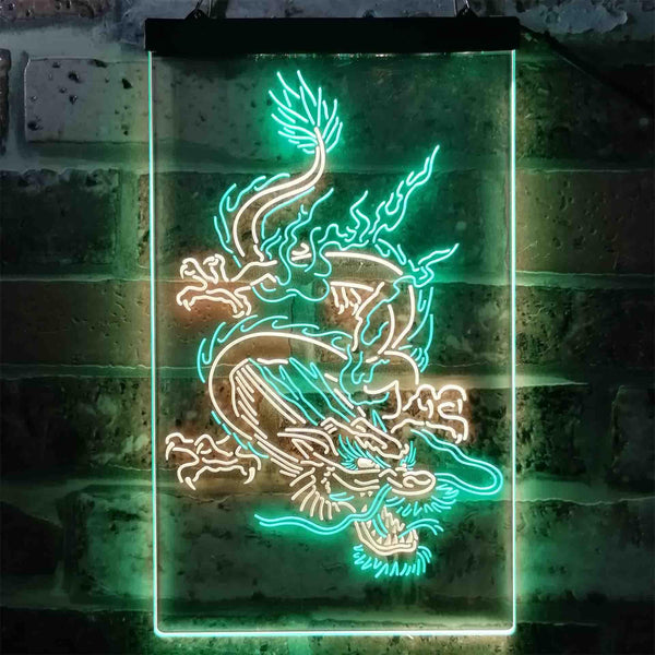 ADVPRO Chinese Dragon Man Cave Garage Tattoo  Dual Color LED Neon Sign st6-i3780 - Green & Yellow