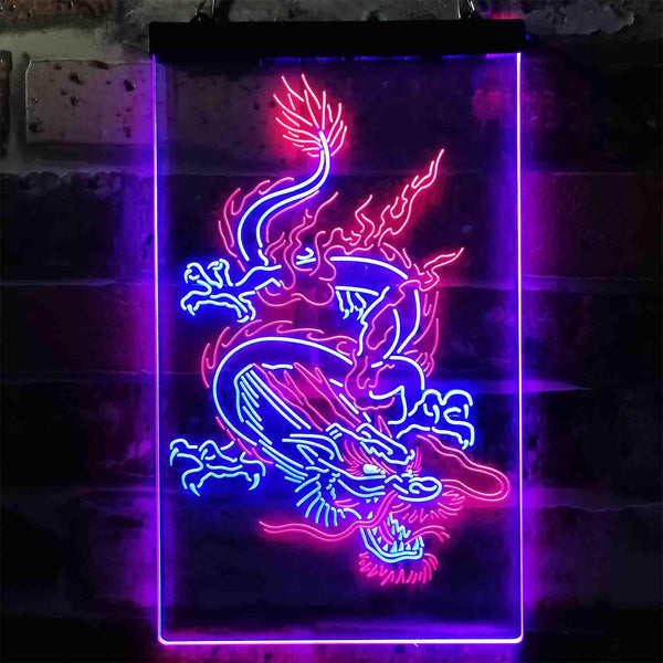 ADVPRO Chinese Dragon Man Cave Garage Tattoo  Dual Color LED Neon Sign st6-i3780 - Red & Blue